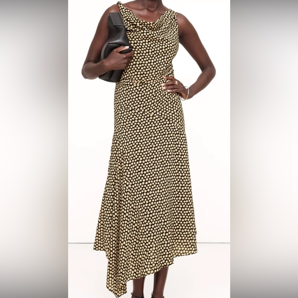 Nw/ot Banana Republic Black and Cream Polka Dot Maxi Skirt